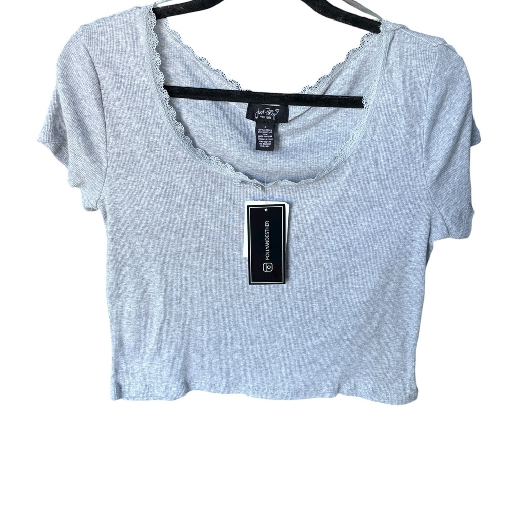 Just Polly New York Gray Ribbed Top